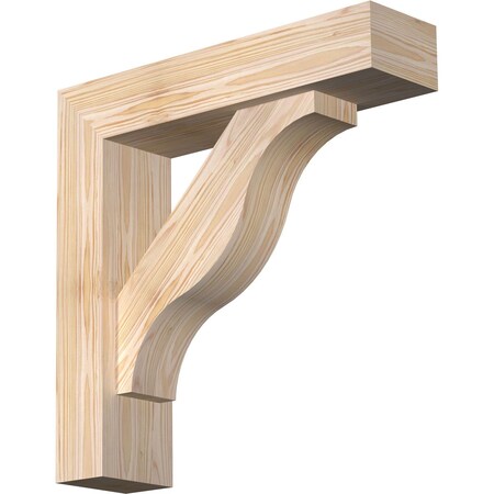 Ekena Millwork Funston Block Smooth Bracket w/ Offset Brace, Douglas Fir, 5 1/2"W x 22"D x 22"H BKT0604X22X22FST05SDF